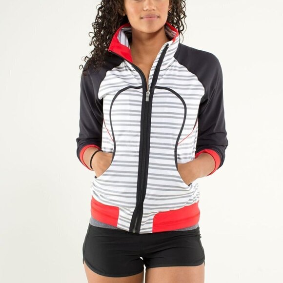 LULULEMON | Run: Track Attack Jacket Striped | Sz. 4 - Picture 1 of 16